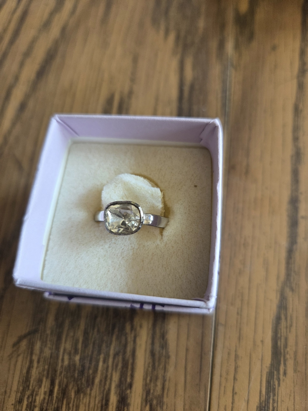 Polki Diamond Solitaire Ring - 925 Silver size 8